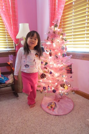 Karis with her Christmas tree